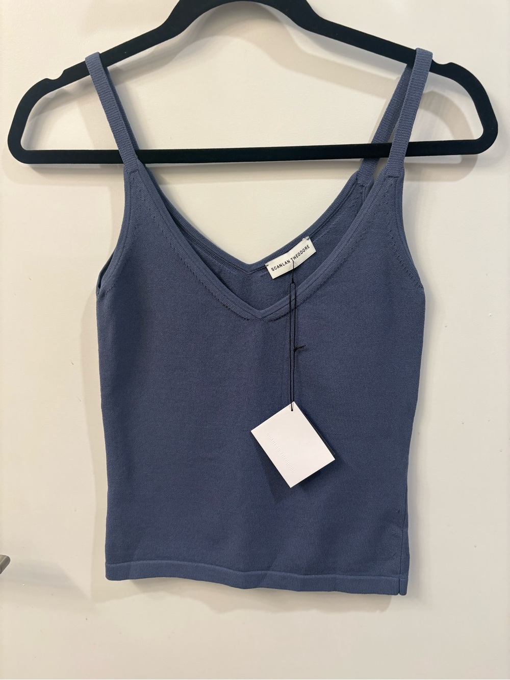 Scanlan Theodore Crepe Knit Cropped Camisole Small NWT Blue